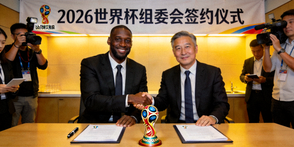 bb贝博艾弗森与2026世界杯组委会签约仪式现场照片